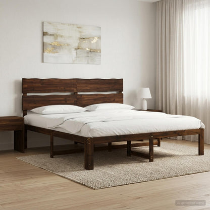 vidaXL Double Bed Frame with Headboard ROSTOCK Dark Brown 180 x 200 cm
