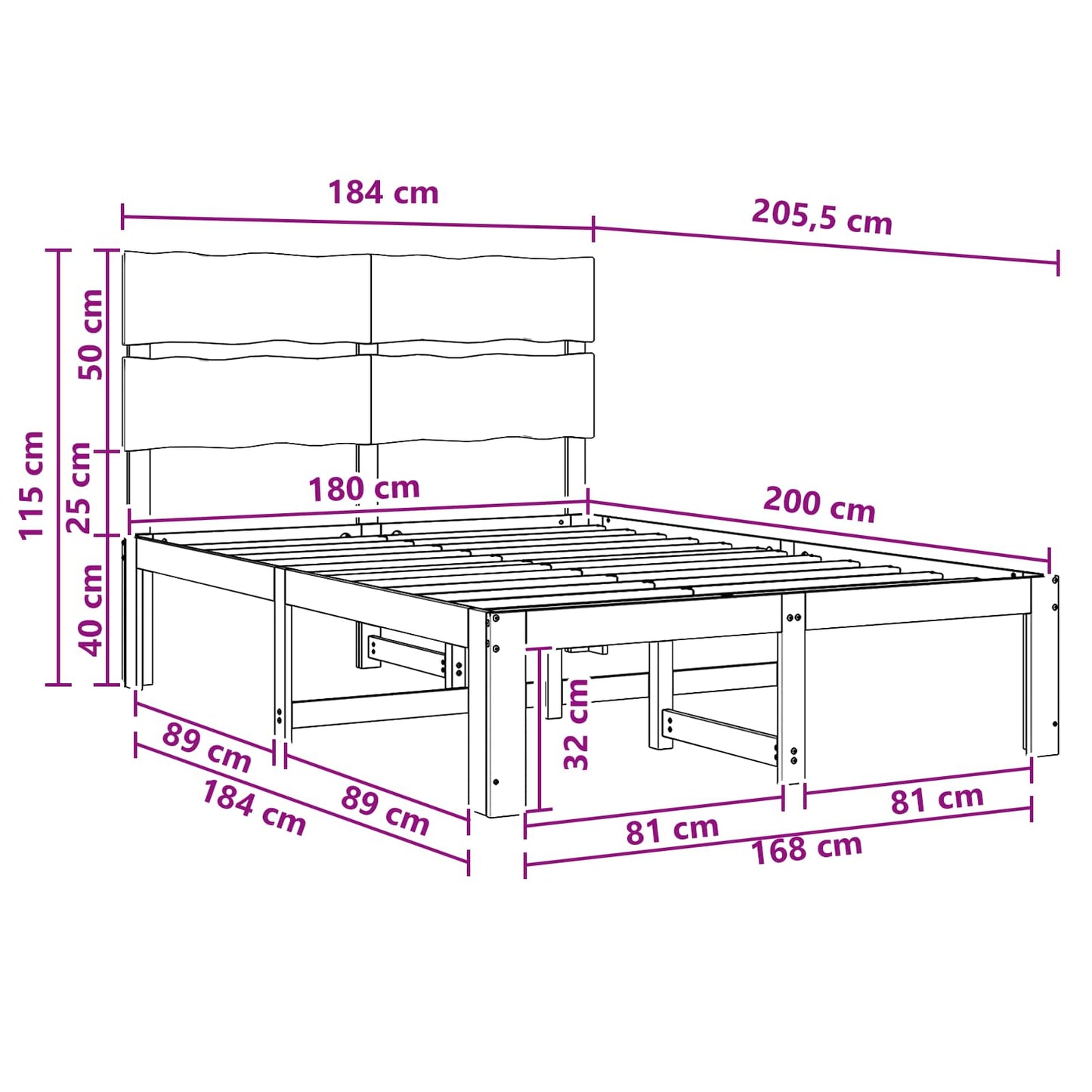 vidaXL Double Bed Frame with Headboard ROSTOCK Natural 180 x 200 cm