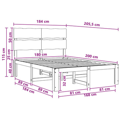vidaXL Double Bed Frame with Headboard ROSTOCK Natural 180 x 200 cm