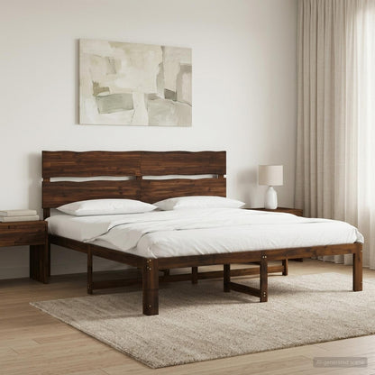 vidaXL Double Bed Frame with Headboard ROSTOCK Dark Brown 200 x 200 cm