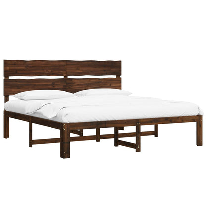 vidaXL Double Bed Frame with Headboard ROSTOCK Dark Brown 200 x 200 cm