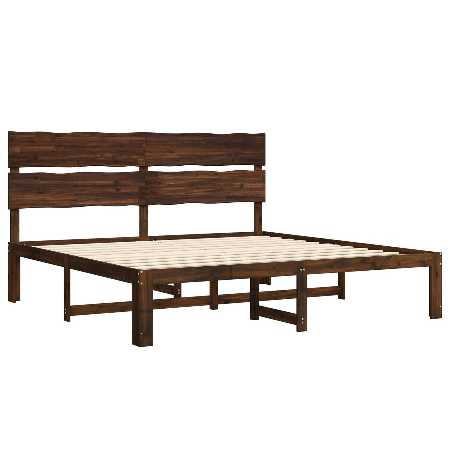vidaXL Double Bed Frame with Headboard ROSTOCK Dark Brown 200 x 200 cm