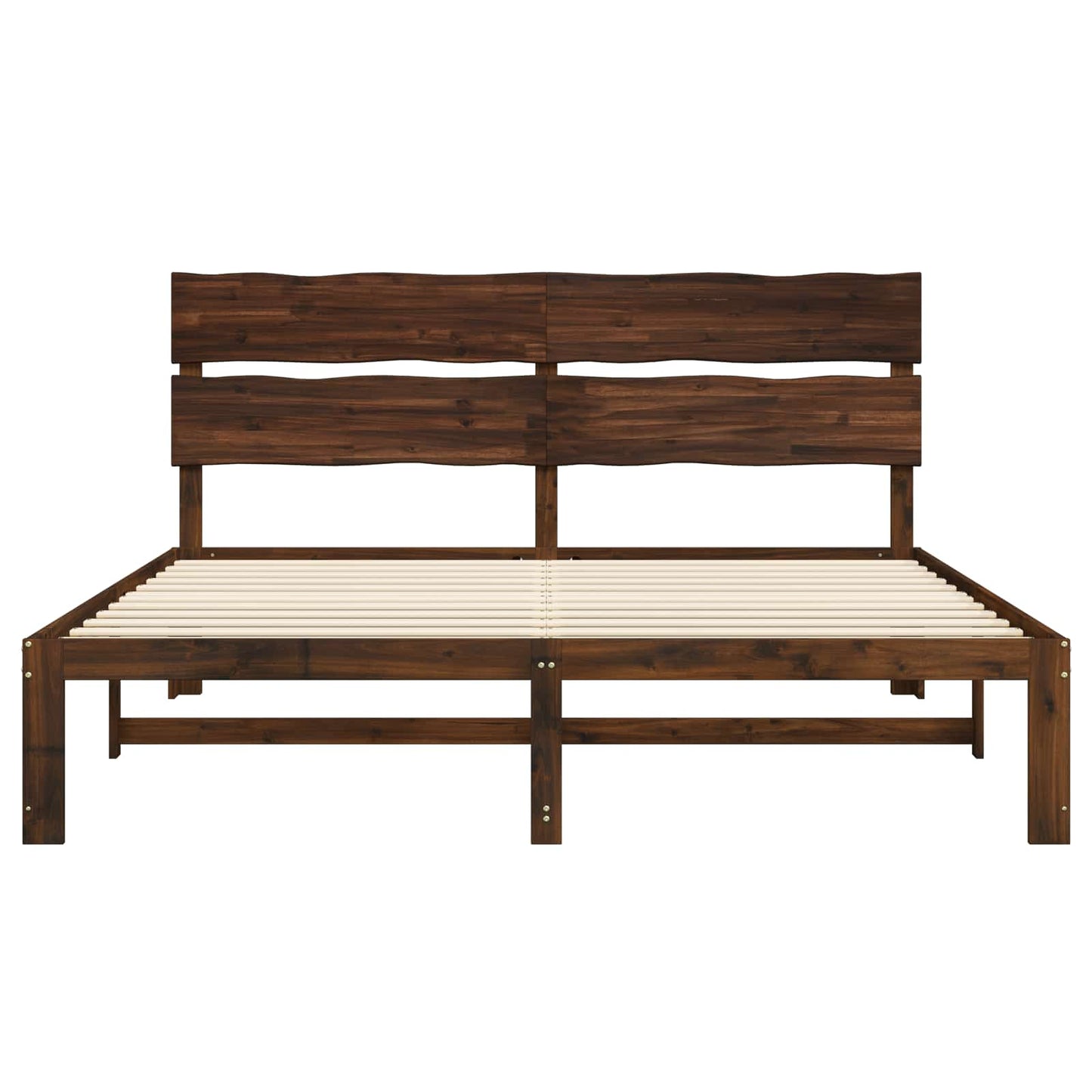 vidaXL Double Bed Frame with Headboard ROSTOCK Dark Brown 200 x 200 cm