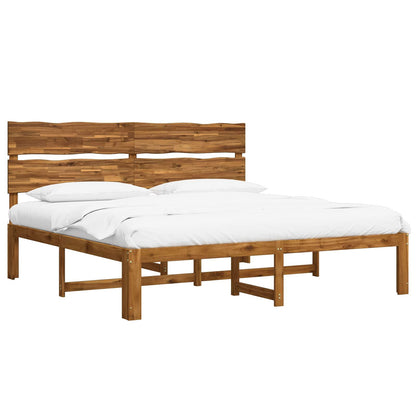 vidaXL Double Bed Frame with Headboard ROSTOCK Natural 200 x 200 cm