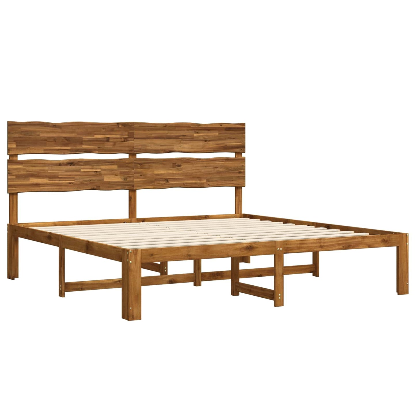 vidaXL Double Bed Frame with Headboard ROSTOCK Natural 200 x 200 cm