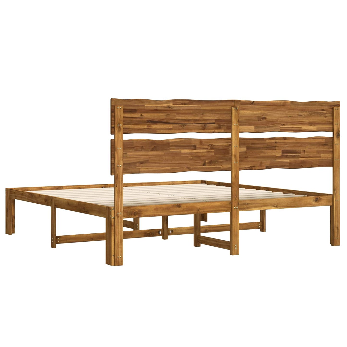 vidaXL Double Bed Frame with Headboard ROSTOCK Natural 200 x 200 cm