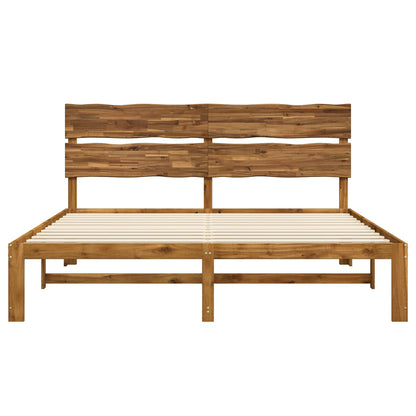 vidaXL Double Bed Frame with Headboard ROSTOCK Natural 200 x 200 cm