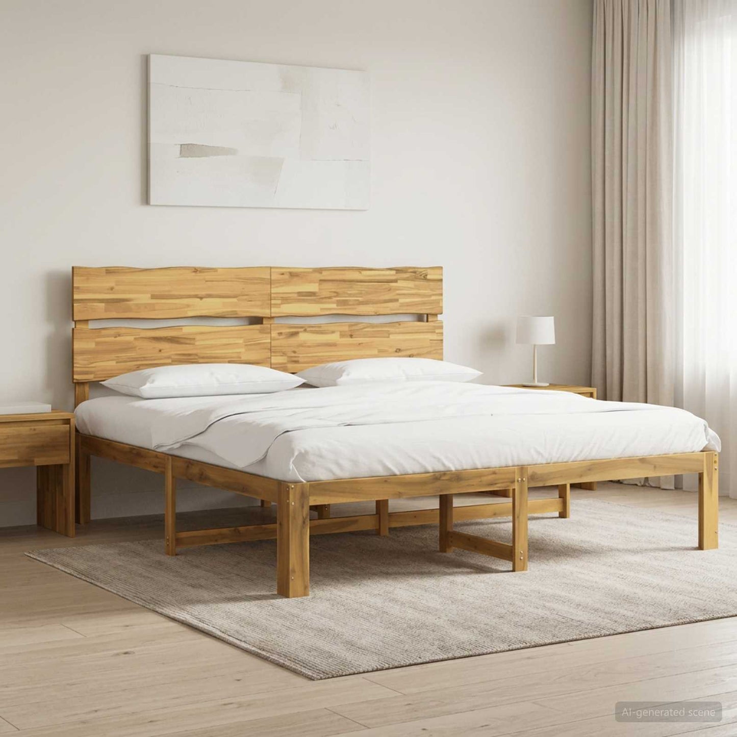 vidaXL Double Bed Frame with Headboard ROSTOCK White 200 x 200 cm