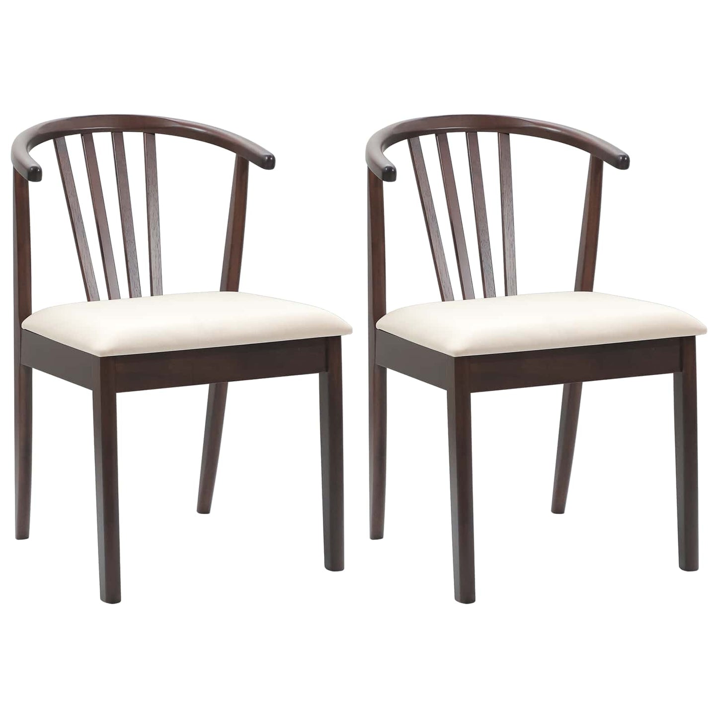 vidaXL Dining Chair 2 pcs Light Brown and Light Solid Rubberwood