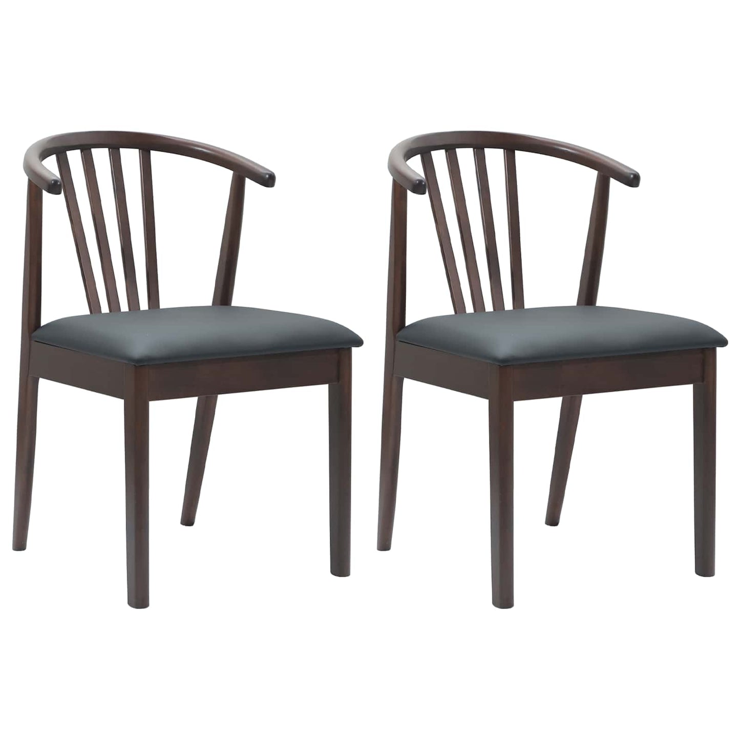 vidaXL Dining Chair 2 pcs Light Brown and Black Solid Rubberwood