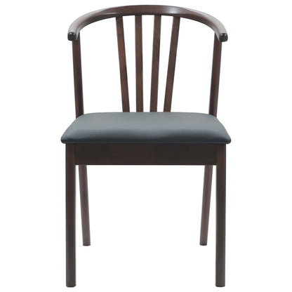 vidaXL Dining Chair 2 pcs Light Brown and Black Solid Rubberwood