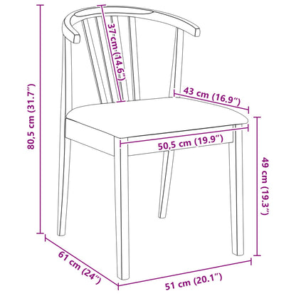 vidaXL Dining Chair 2 pcs Light Brown and Black Solid Rubberwood