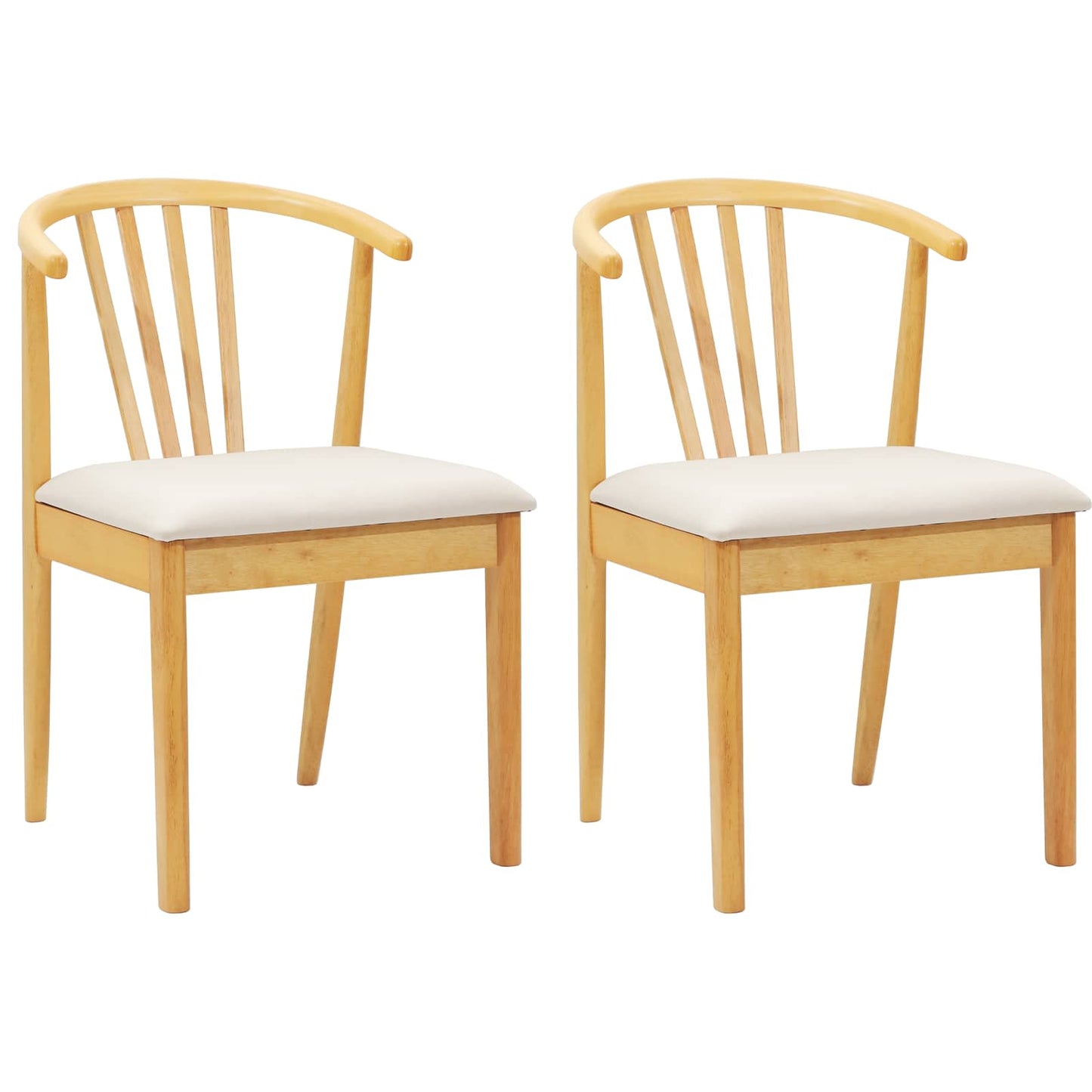 vidaXL Dining Chair 2 pcs Natural and Light Solid Rubberwood