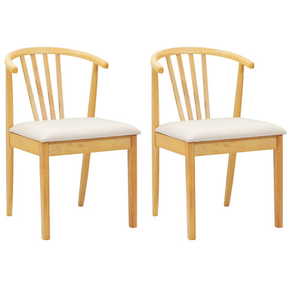 vidaXL Dining Chair 2 pcs Natural and Light Solid Rubberwood