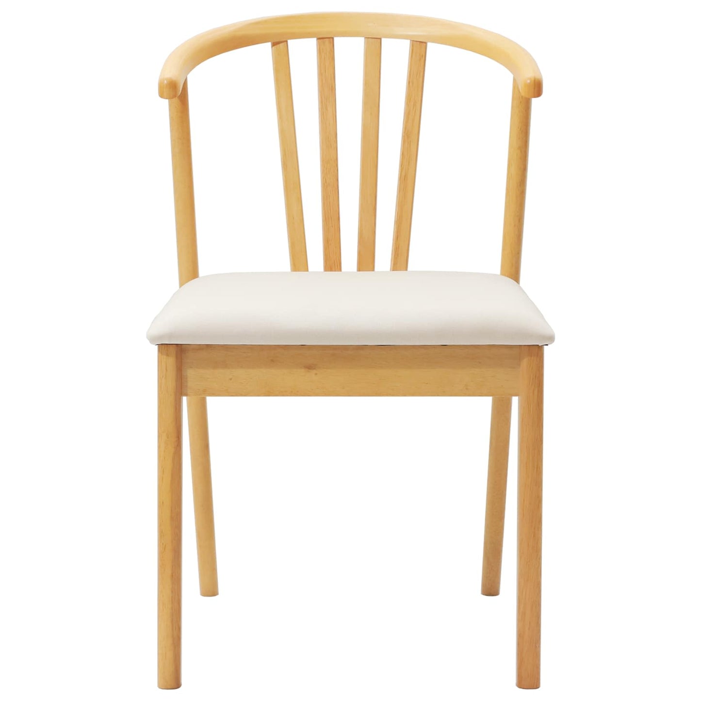 vidaXL Dining Chair 2 pcs Natural and Light Solid Rubberwood