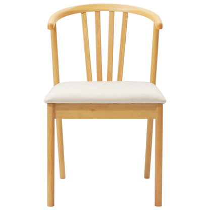 vidaXL Dining Chair 2 pcs Natural and Light Solid Rubberwood