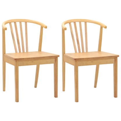 vidaXL Dining Chair 2 pcs Natural Solid Rubberwood
