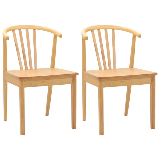 vidaXL Dining Chair 2 pcs Natural Solid Rubberwood
