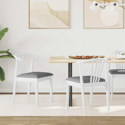 vidaXL Dining Chair 2 pcs White and Grey Solid Rubberwood