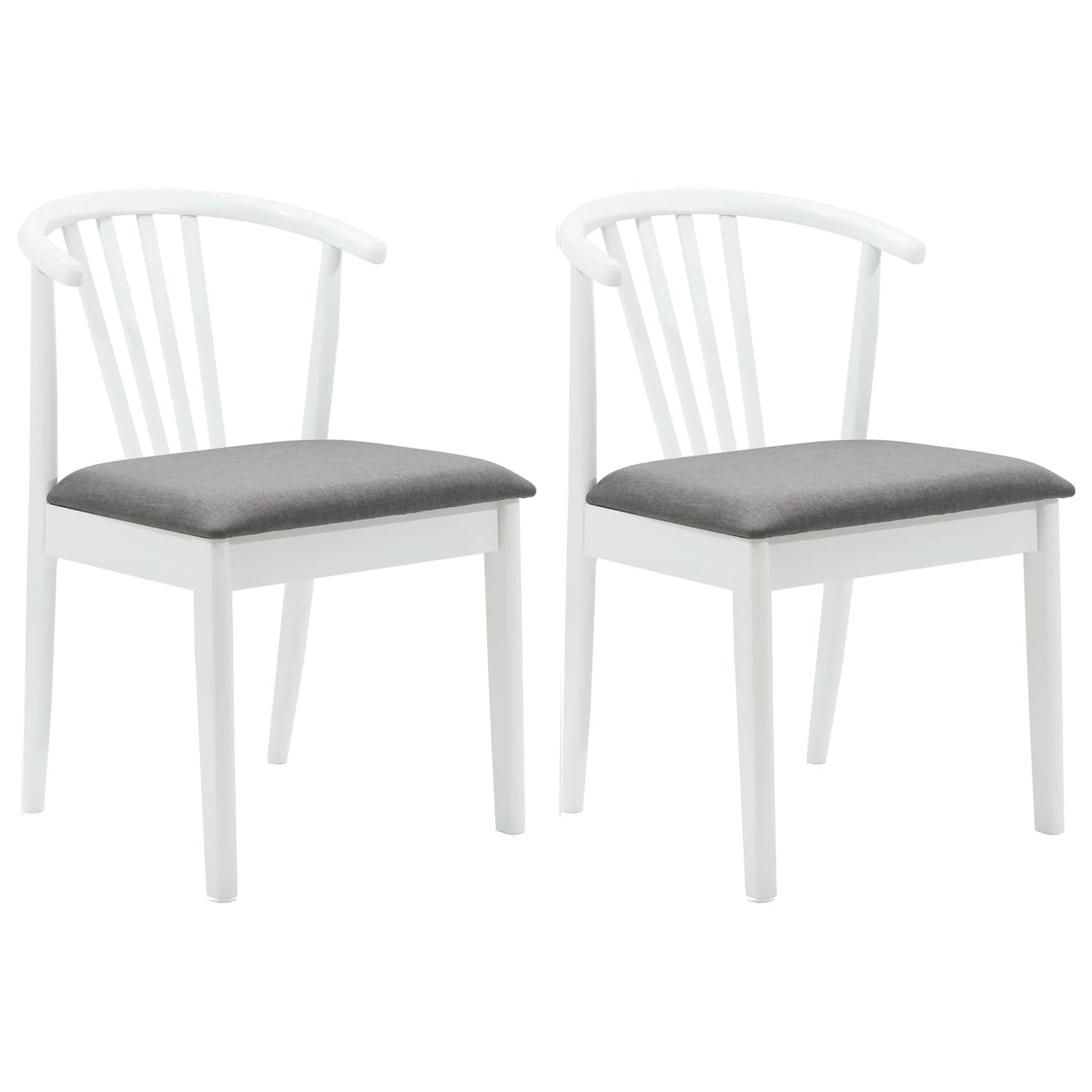 vidaXL Dining Chair 2 pcs White and Grey Solid Rubberwood