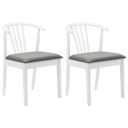 vidaXL Dining Chair 2 pcs White and Grey Solid Rubberwood