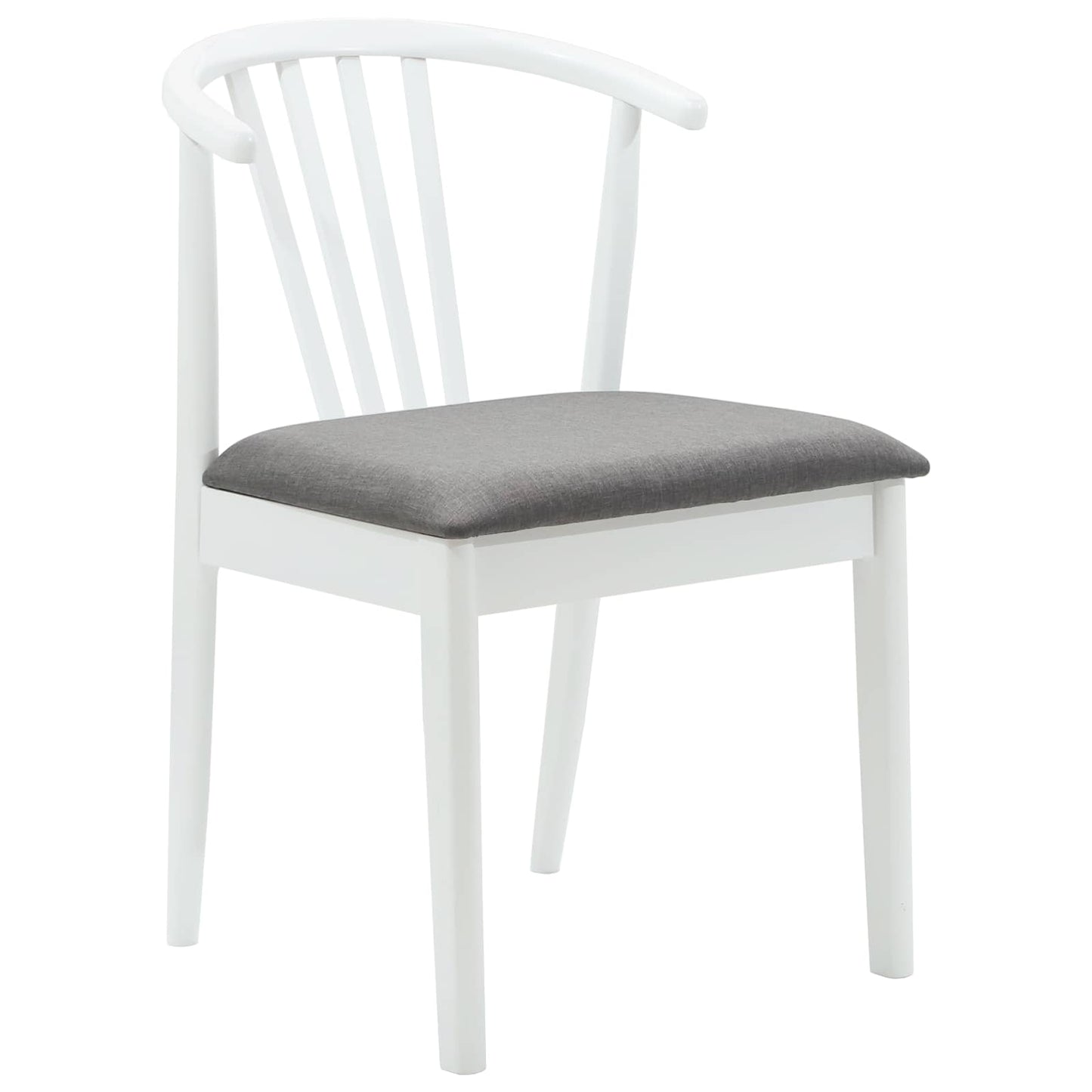 vidaXL Dining Chair 2 pcs White and Grey Solid Rubberwood