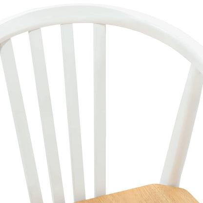 vidaXL Dining Chair 2 pcs White and natural Solid Rubberwood
