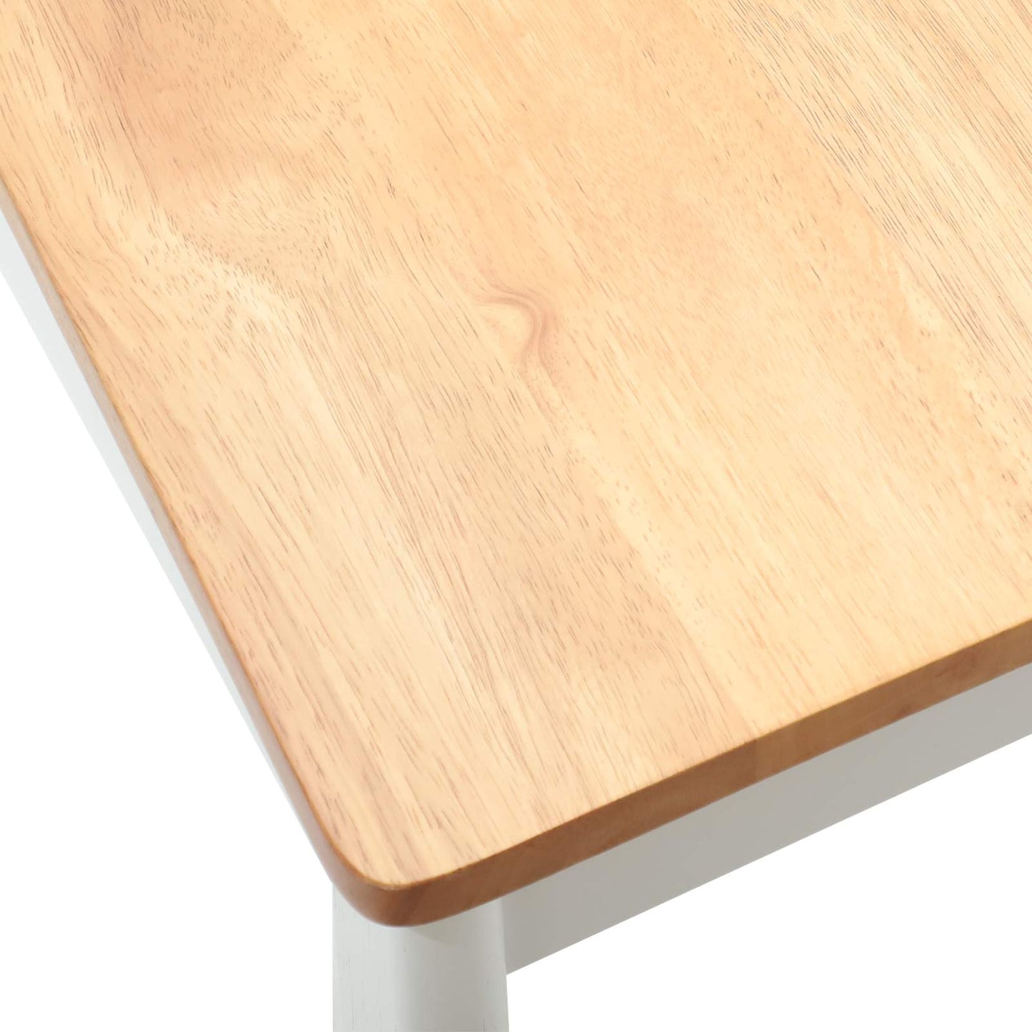 vidaXL Dining Chair 2 pcs White and natural Solid Rubberwood