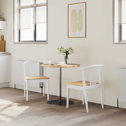 vidaXL Dining Chair 2 pcs White and natural Solid Rubberwood