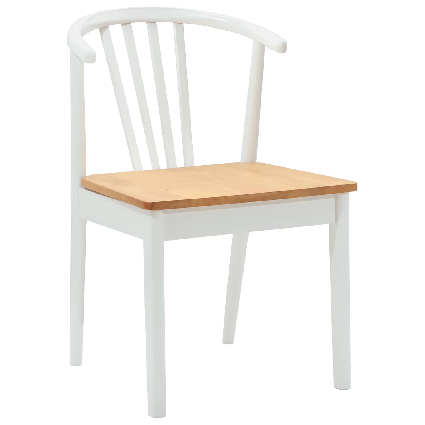 vidaXL Dining Chair 2 pcs White and natural Solid Rubberwood