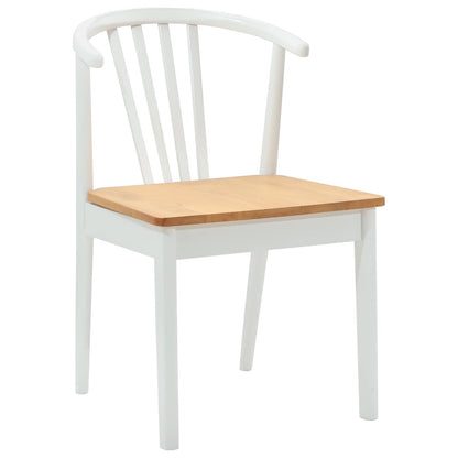 vidaXL Dining Chair 2 pcs White and natural Solid Rubberwood
