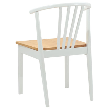 vidaXL Dining Chair 2 pcs White and natural Solid Rubberwood