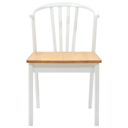 vidaXL Dining Chair 2 pcs White and natural Solid Rubberwood