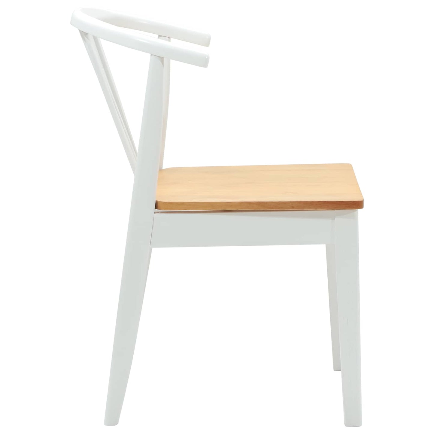 vidaXL Dining Chair 2 pcs White and natural Solid Rubberwood