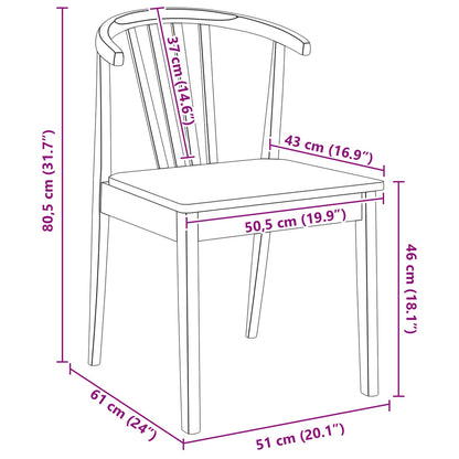 vidaXL Dining Chair 2 pcs White and natural Solid Rubberwood