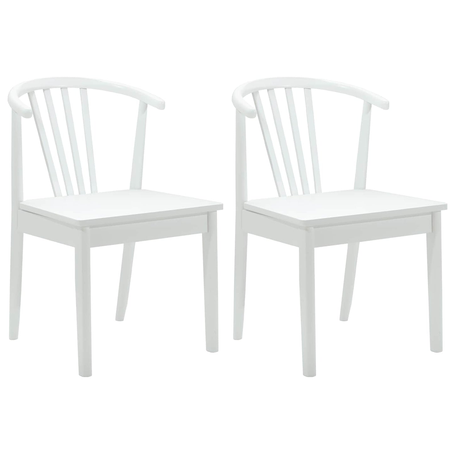 vidaXL Dining Chair 2 pcs White Solid Rubberwood