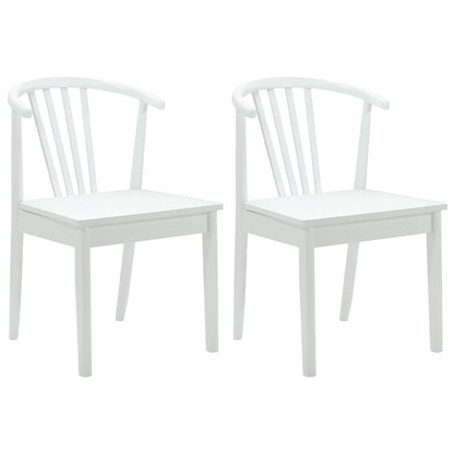 vidaXL Dining Chair 2 pcs White Solid Rubberwood