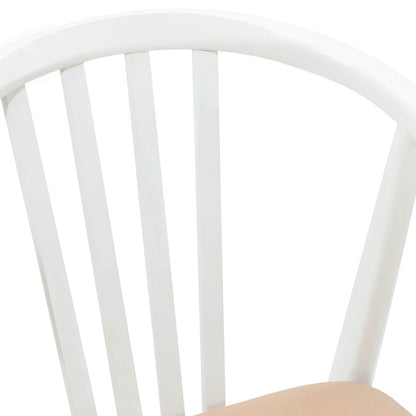 vidaXL Dining Chair 2 pcs White and Brown Solid Rubberwood