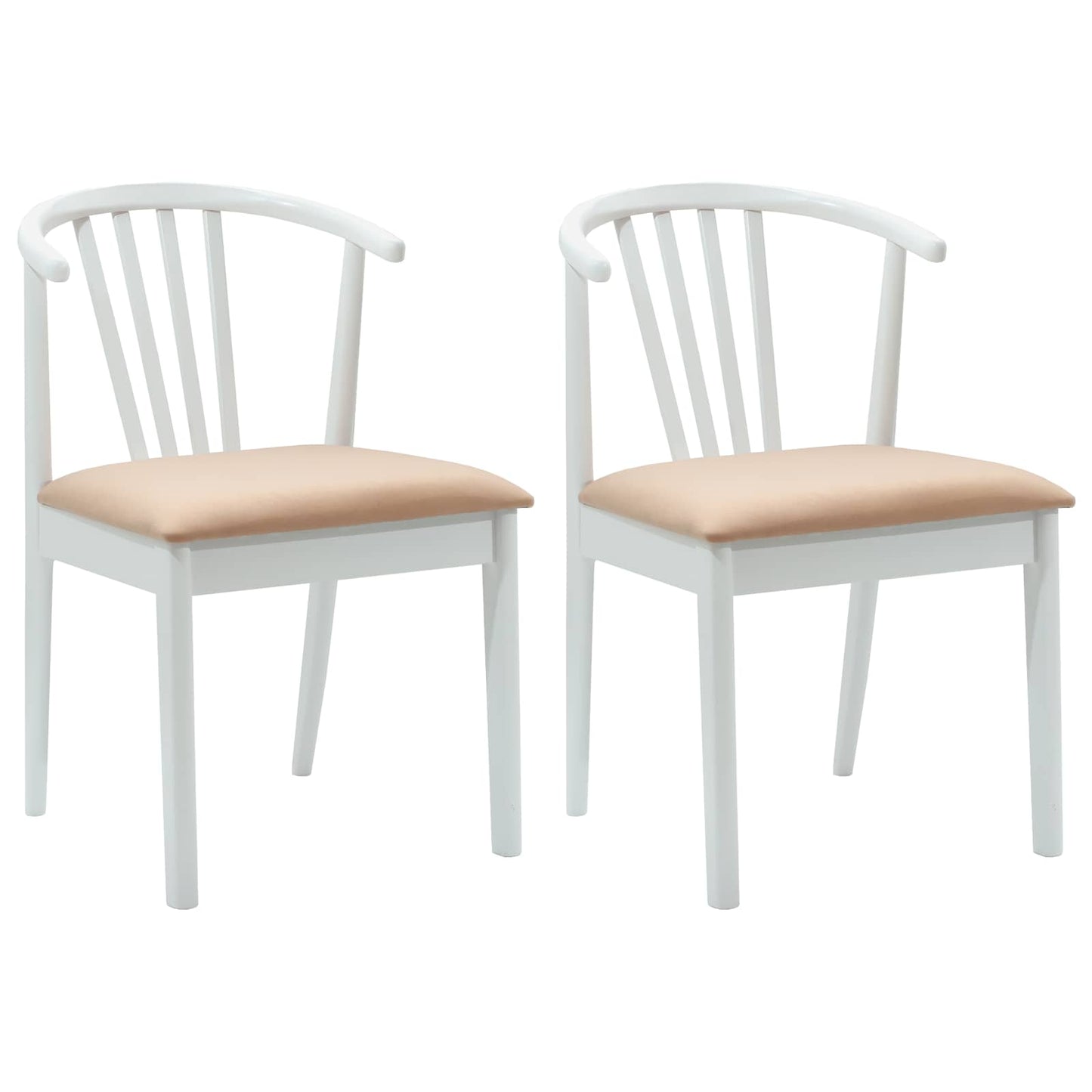 vidaXL Dining Chair 2 pcs White and Brown Solid Rubberwood