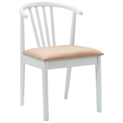 vidaXL Dining Chair 2 pcs White and Brown Solid Rubberwood