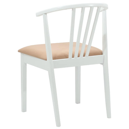 vidaXL Dining Chair 2 pcs White and Brown Solid Rubberwood