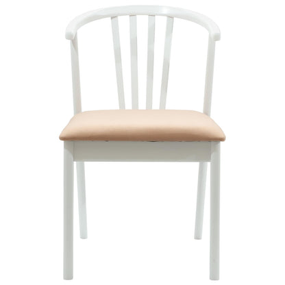 vidaXL Dining Chair 2 pcs White and Brown Solid Rubberwood