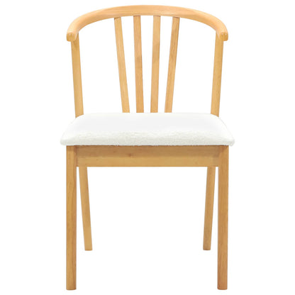 vidaXL Dining Chair 2 pcs Natural and White Solid Rubberwood
