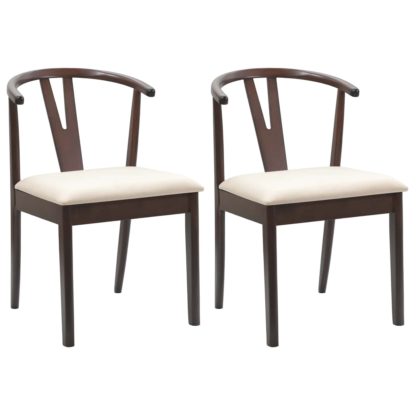 vidaXL Dining Chair 2 pcs Light Brown and Light Solid Rubber Wood