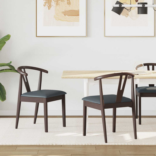 vidaXL Dining Chair 2 pcs Light Brown and Black Solid Rubber Wood
