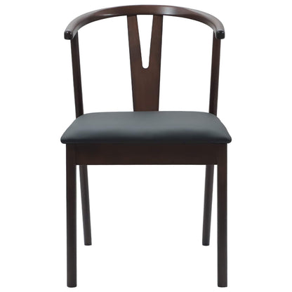 vidaXL Dining Chair 2 pcs Light Brown and Black Solid Rubber Wood