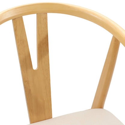 vidaXL Dining Chair 2 pcs Natural and Light Solid Rubber Wood