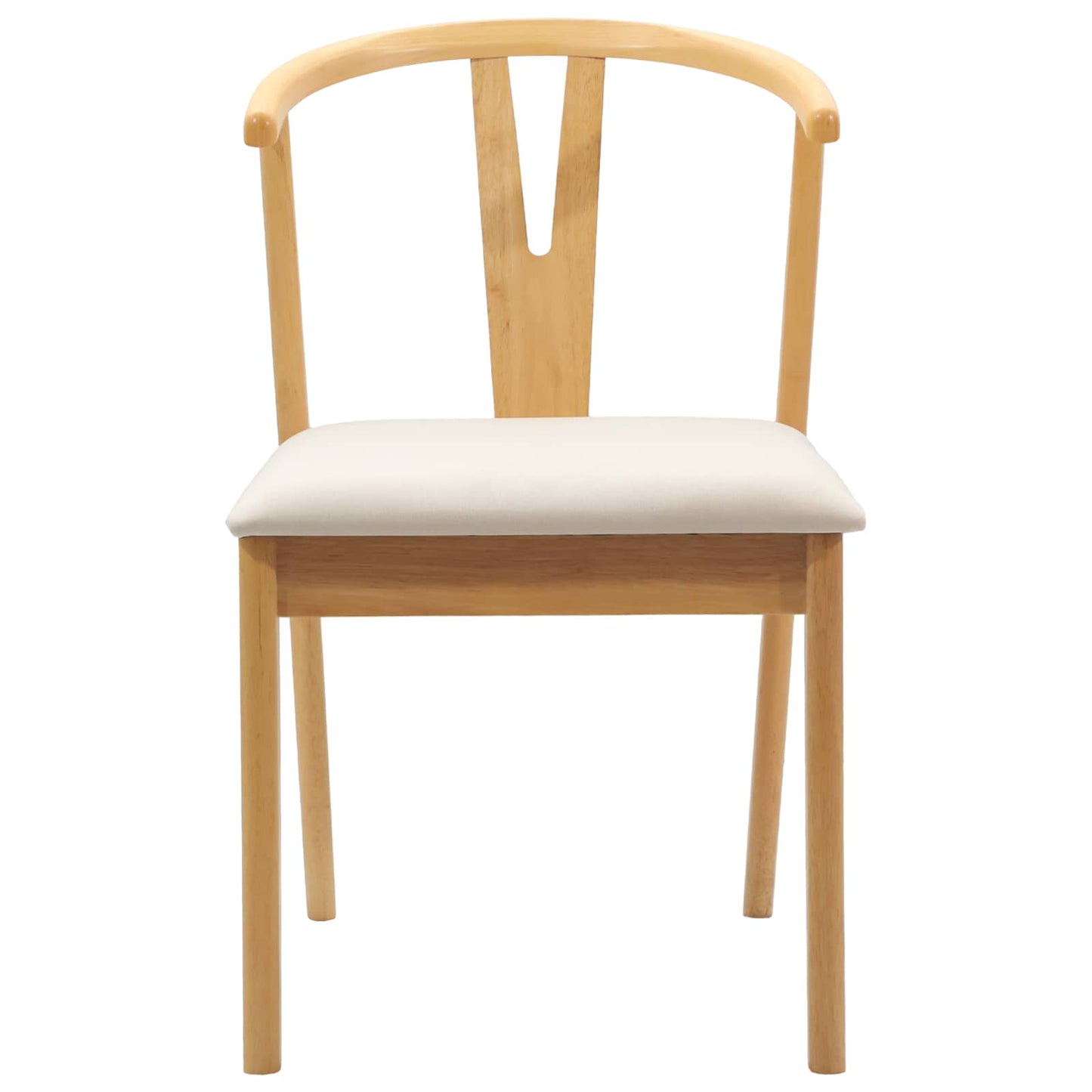 vidaXL Dining Chair 2 pcs Natural and Light Solid Rubber Wood