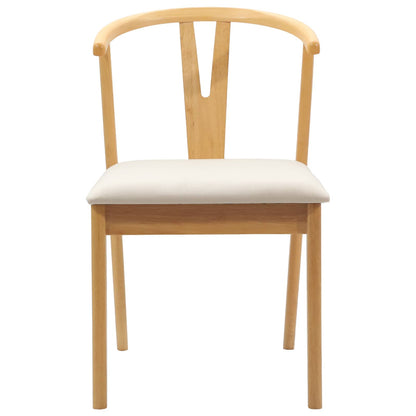 vidaXL Dining Chair 2 pcs Natural and Light Solid Rubber Wood