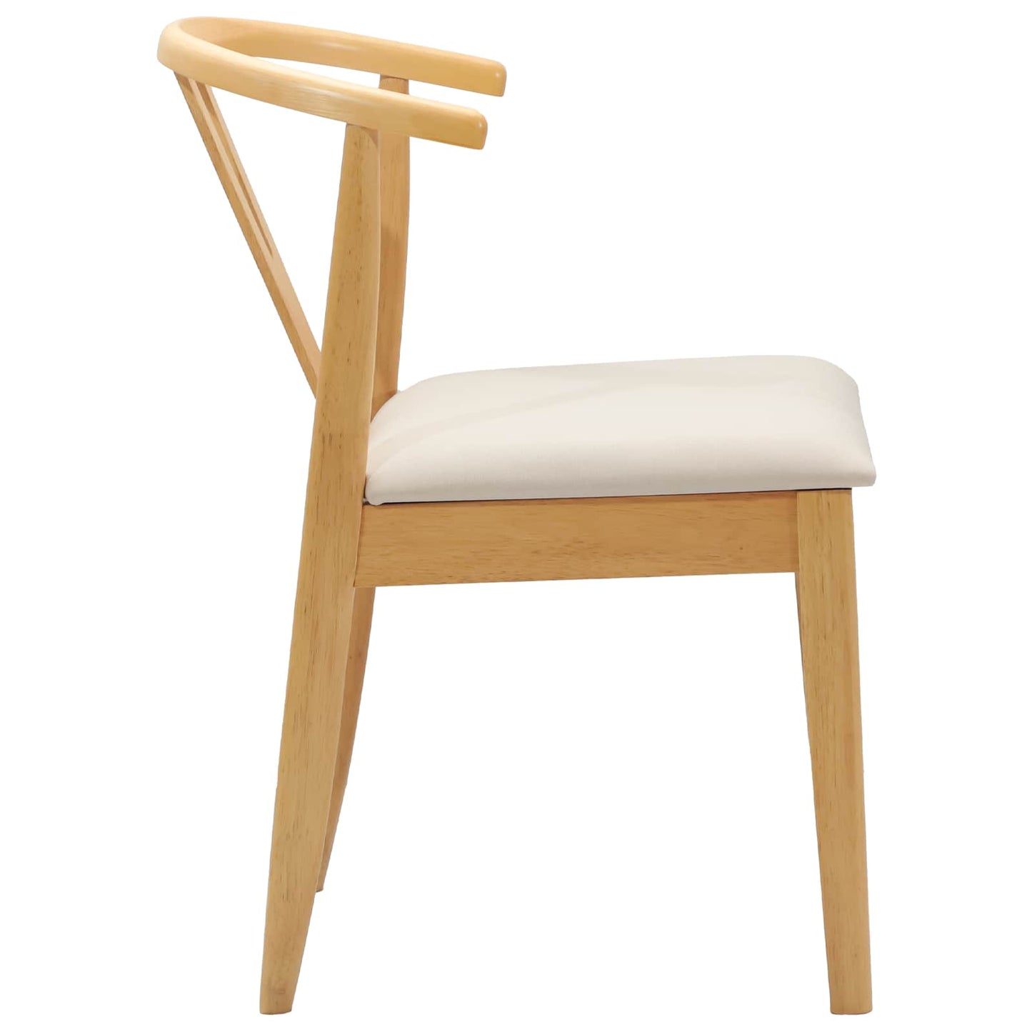 vidaXL Dining Chair 2 pcs Natural and Light Solid Rubber Wood